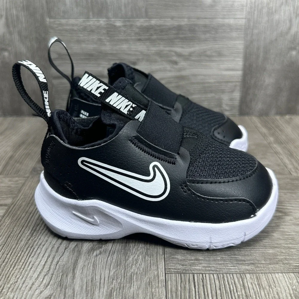 Nike‎ Flex Runner 3 Toddler 5C Black White Slip On Sneakers NEW FN1478-005